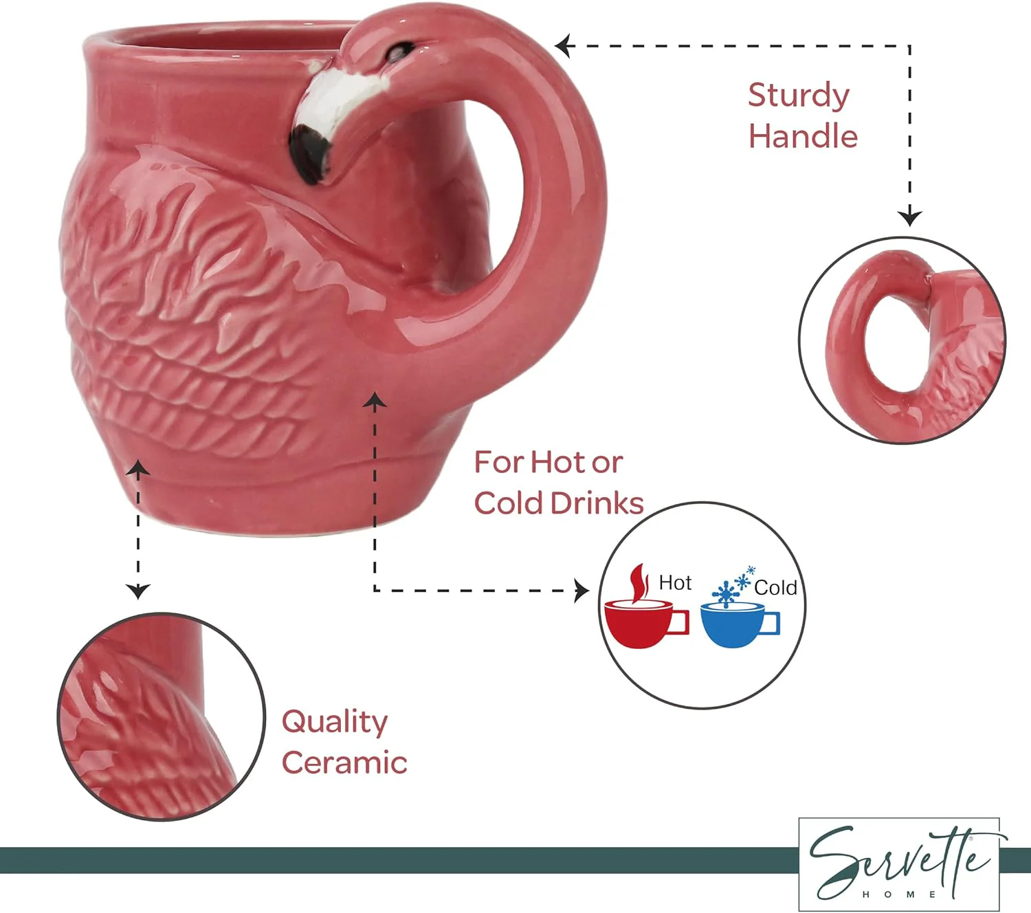 Small Flamingo Mug with Beak Handle - Image 4