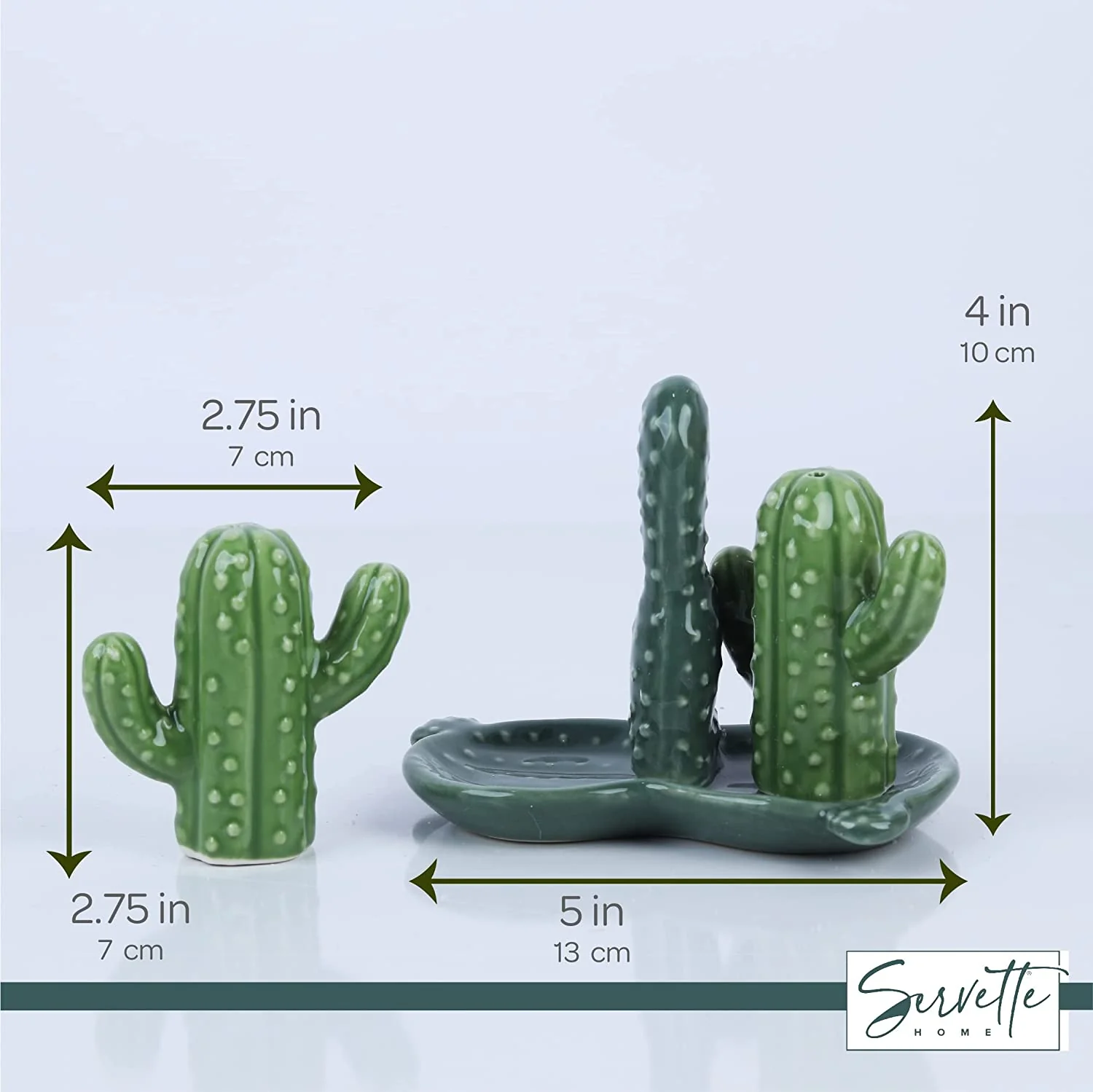 Ceramic Cactus Salt & Pepper Shakers With Tray - Image 5