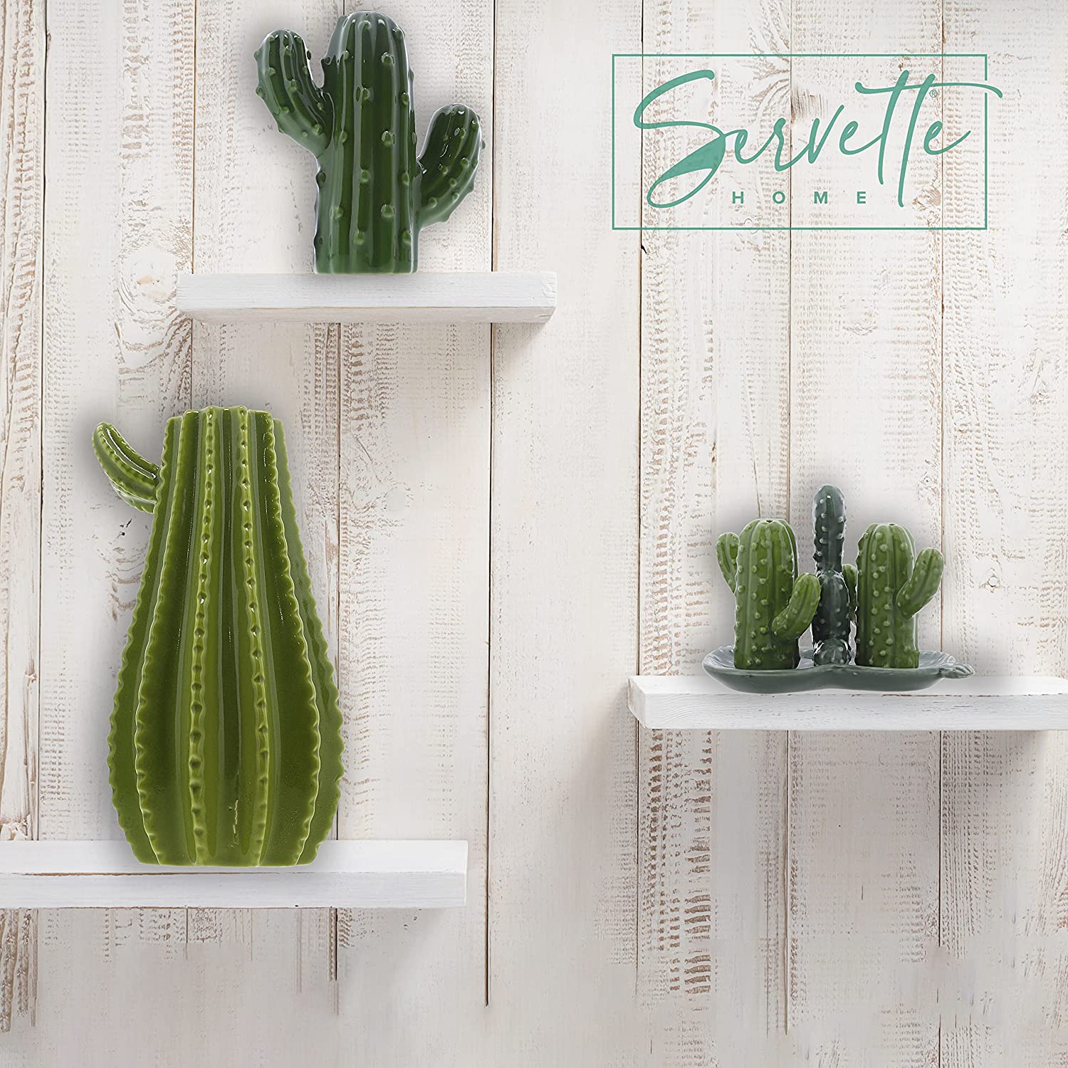 Ceramic Cactus Salt & Pepper Shakers With Tray - Image 6