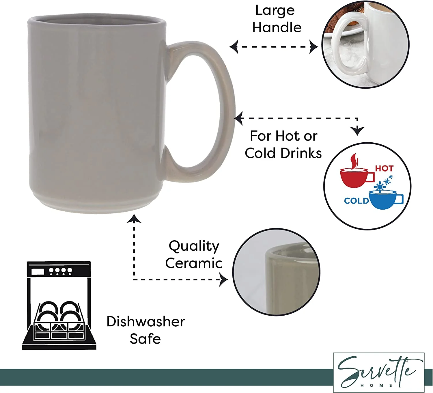 Grey Ceramic Coffee Mugs | Set of 3 - Image 4