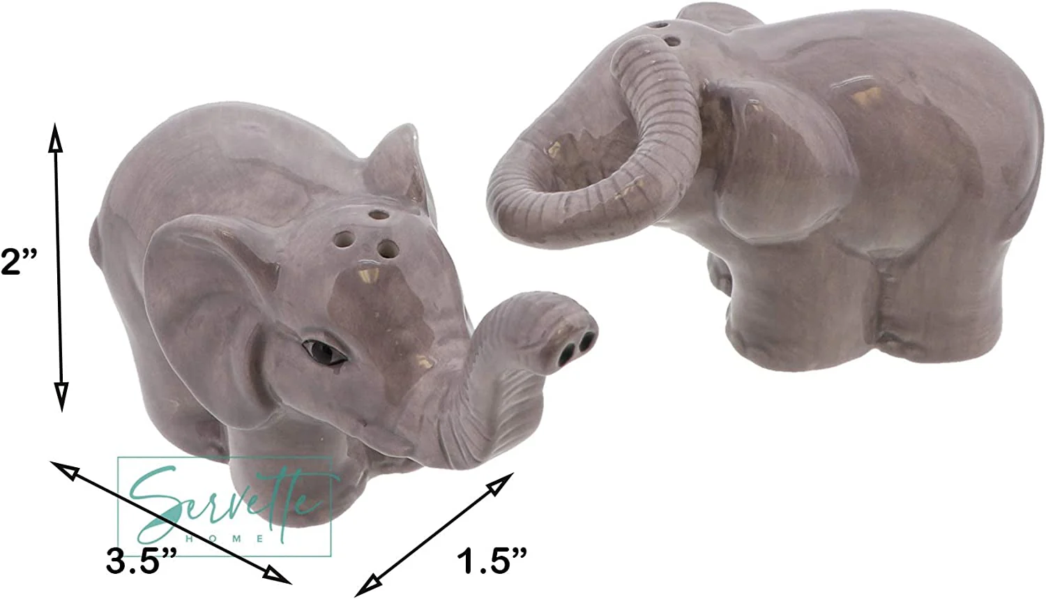 Ceramic Interlocking Elephant Salt & Pepper Shakers - Image 3
