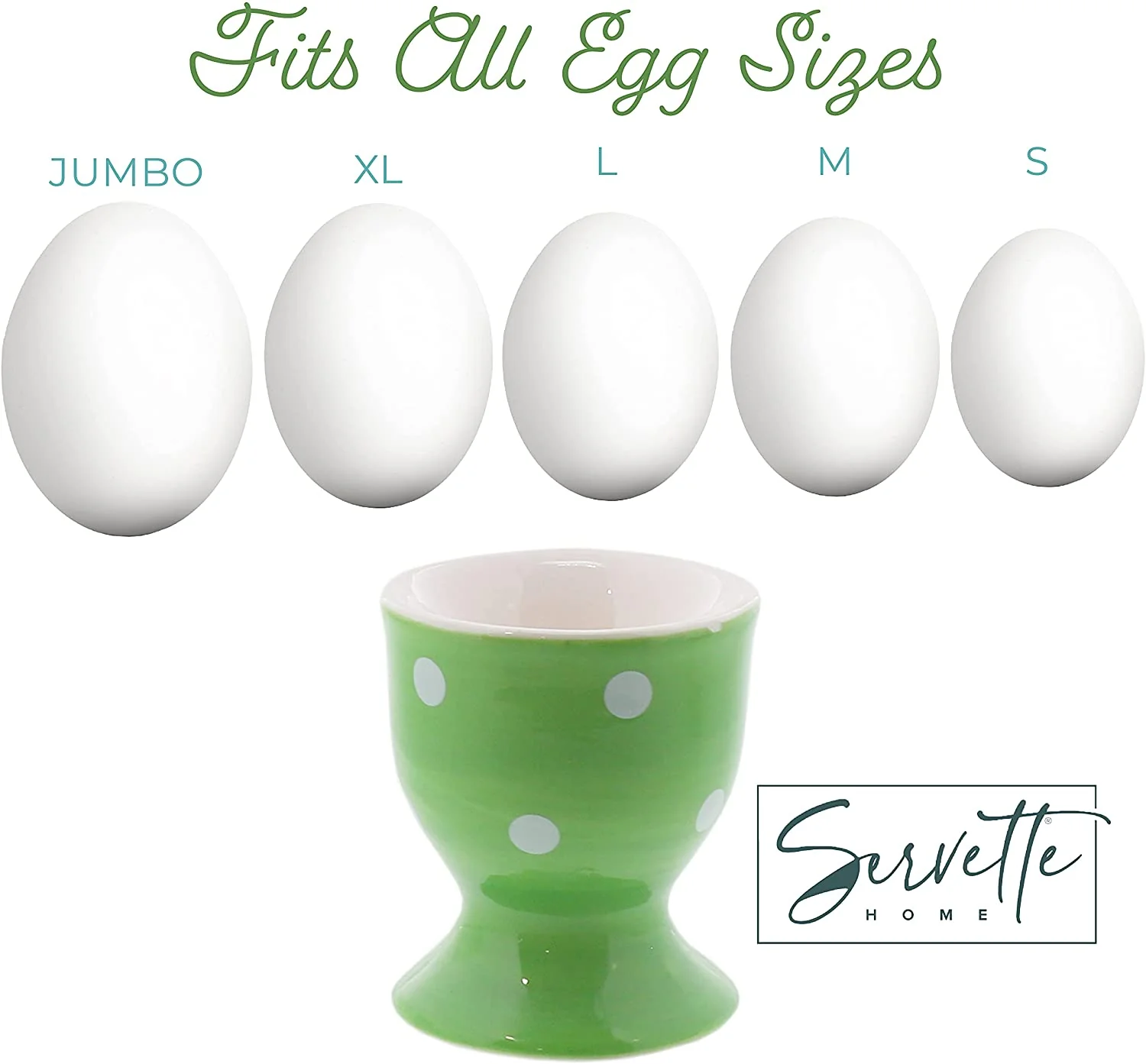 Ceramic Novelty Dark Green Polka Dot Egg Cup - Set of 2 - Image 4