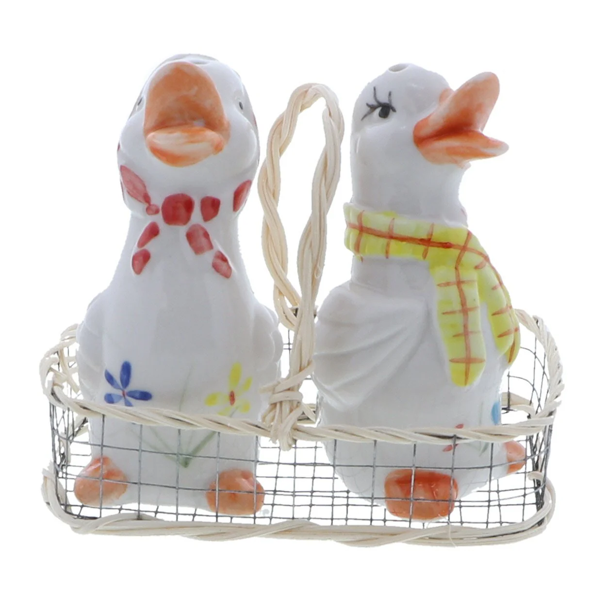 Ceramic White Duck Salt & Pepper Shakers Wearing Scarves - Image 4