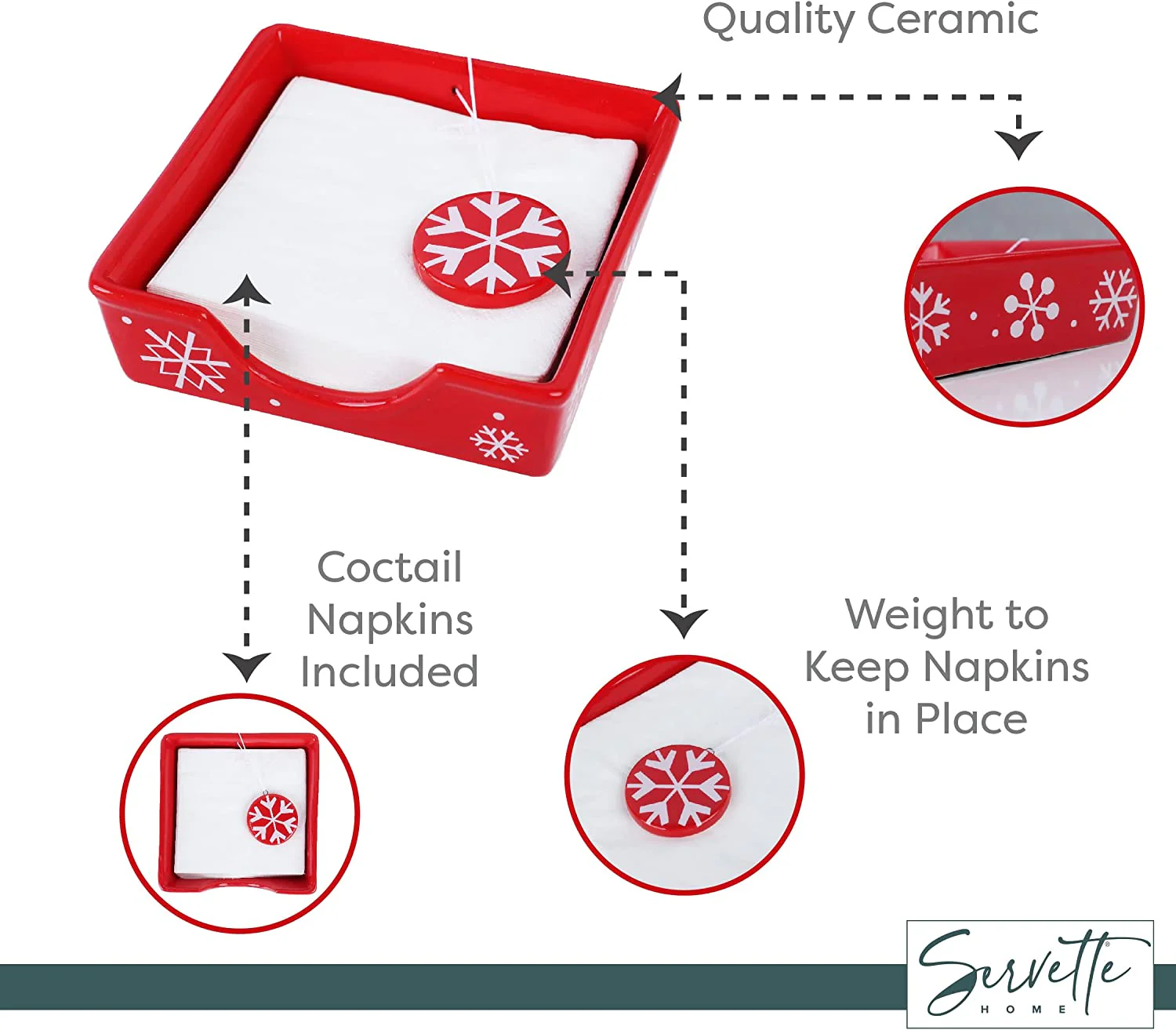 Christmas Snow Flake Paper Napkin Holder with Napkins - Image 4