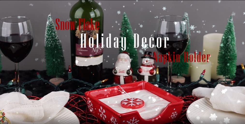 Christmas Snow Flake Paper Napkin Holder with Napkins - Image 6