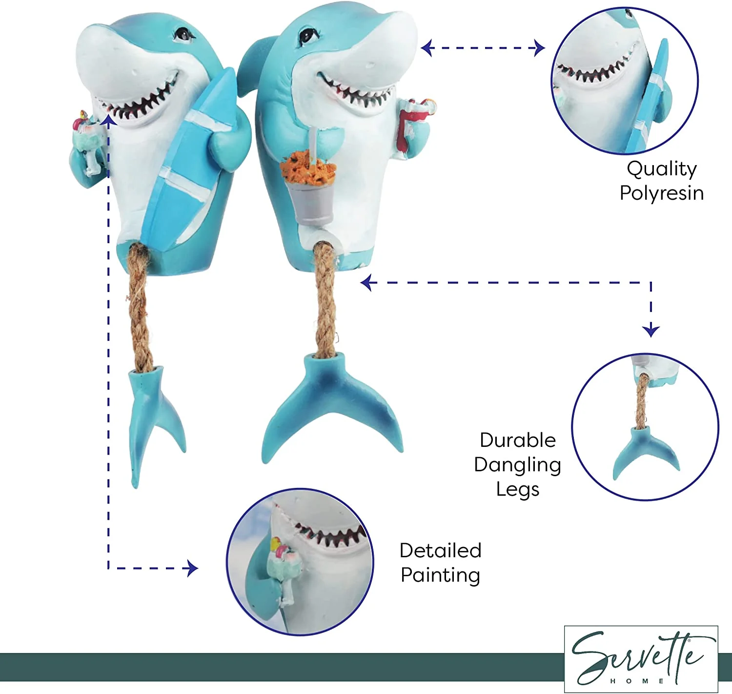 Dangle Fin Shark Shelf Sitter - Set of 2 - Image 3