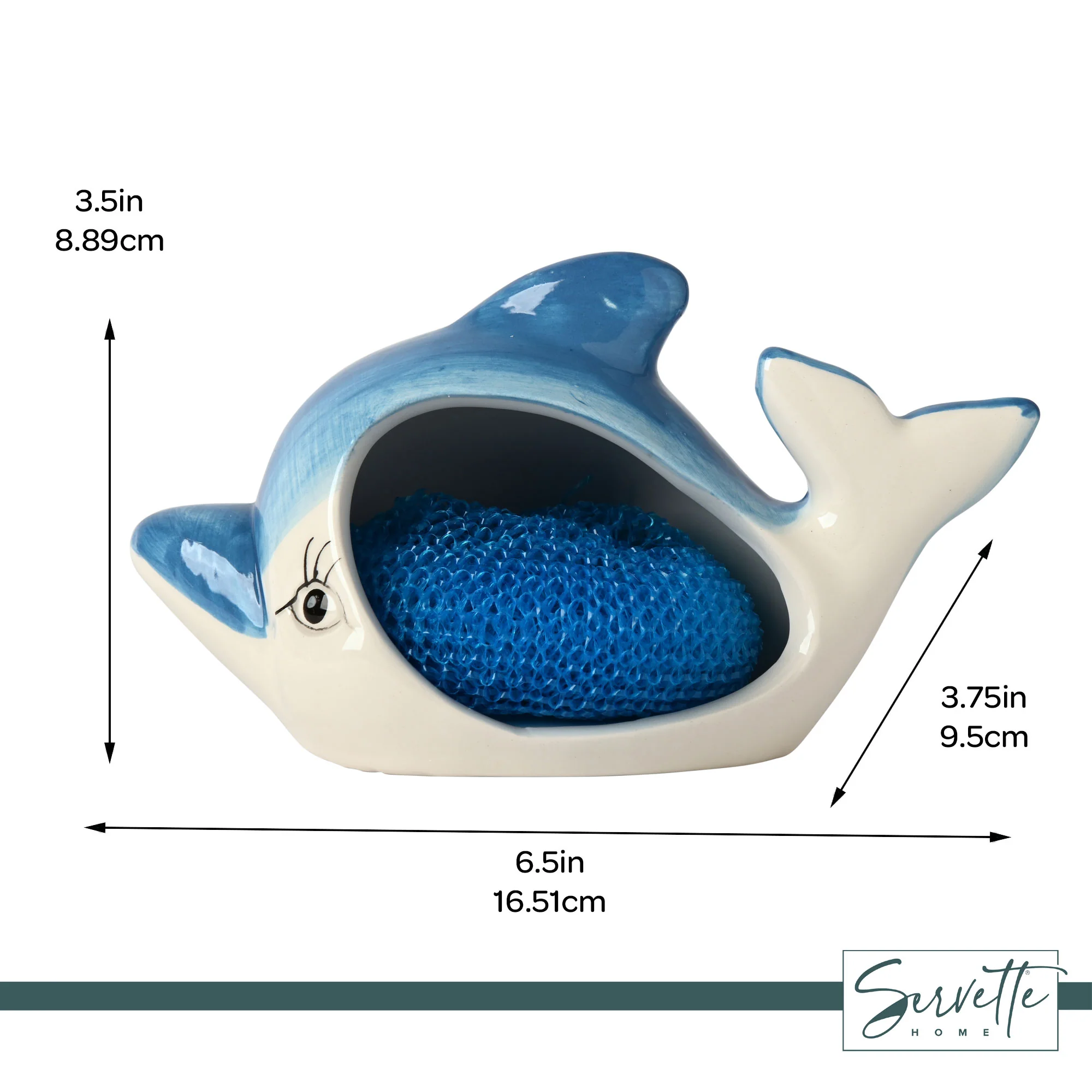 Decorative Ceramic Dolphin Sponge Holder - Image 4