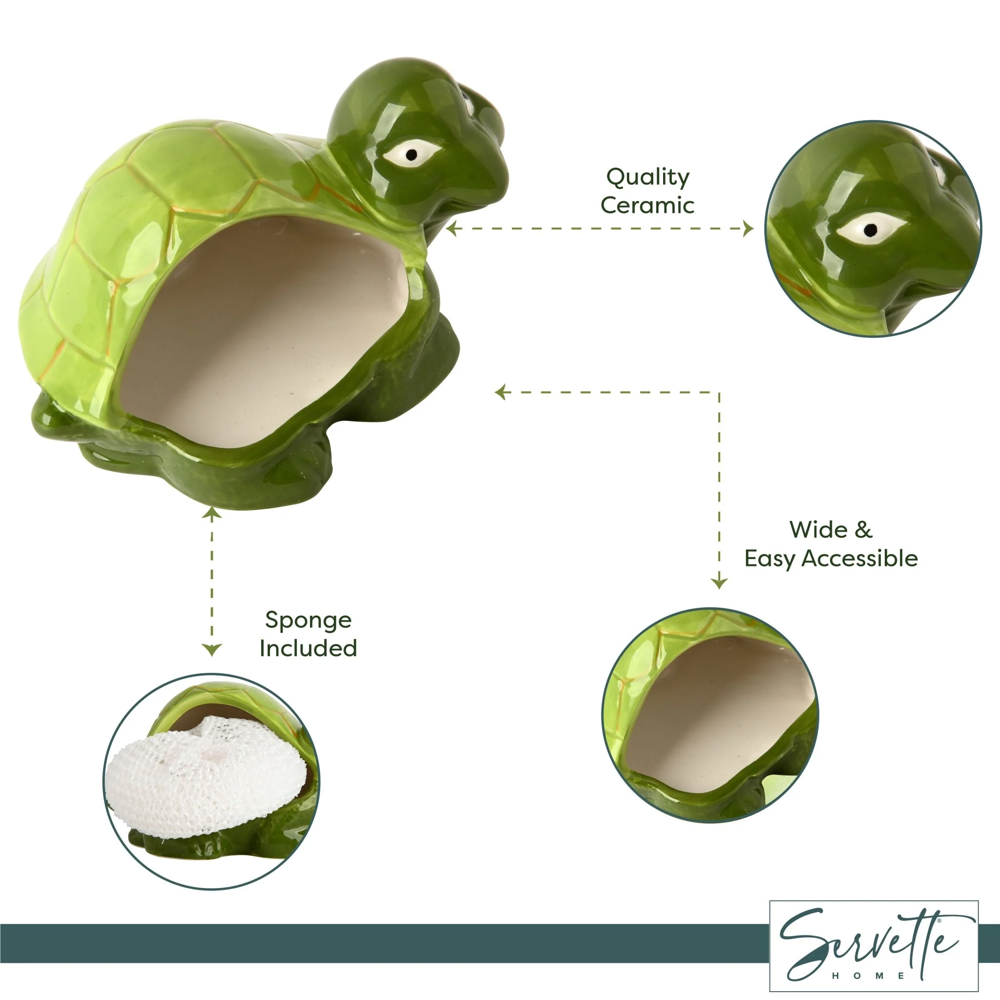Decorative Ceramic Turtle Sponge Holder - Image 6