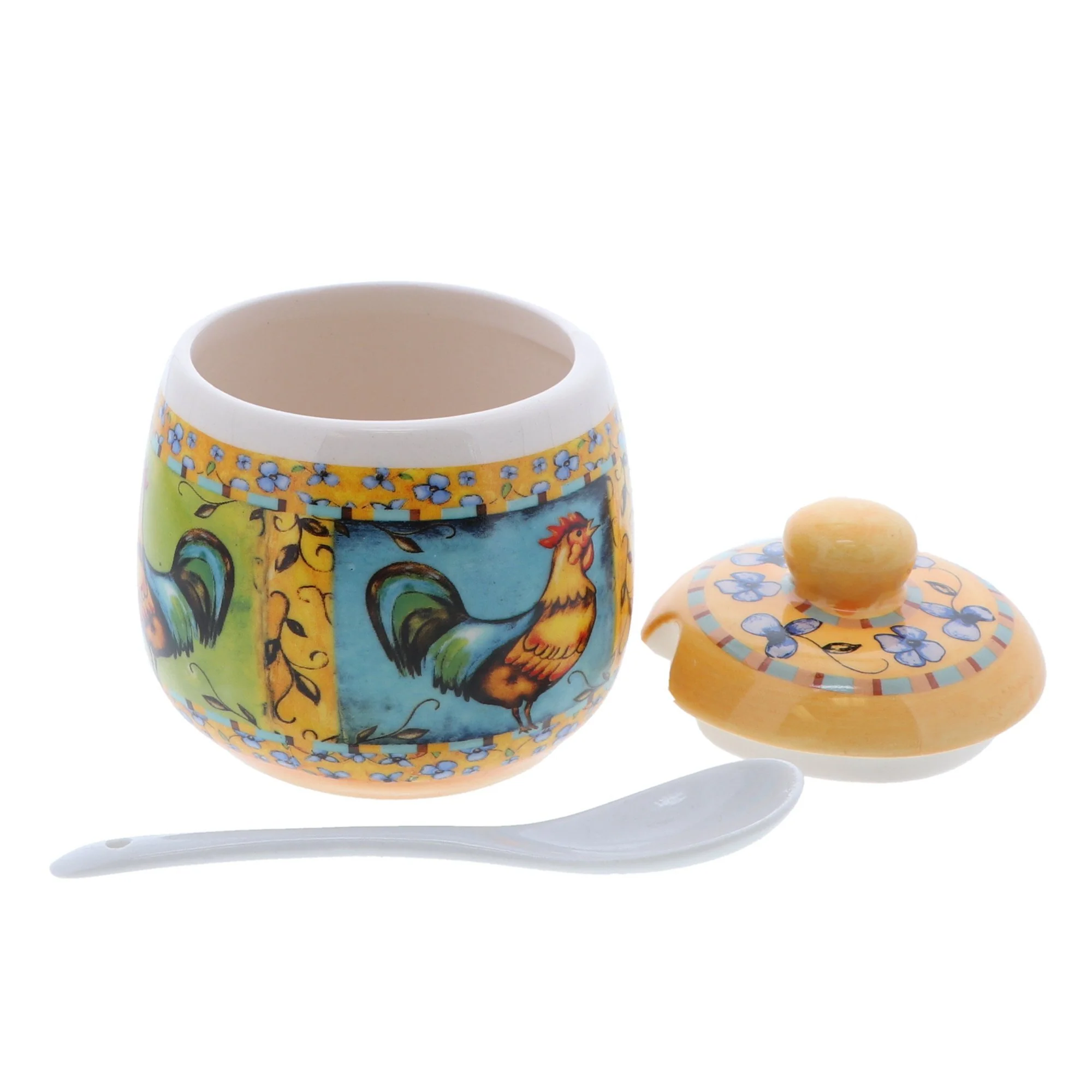 Dolomite Rooster Design Covered Sugar or Salt Canister with Spoon - Image 4