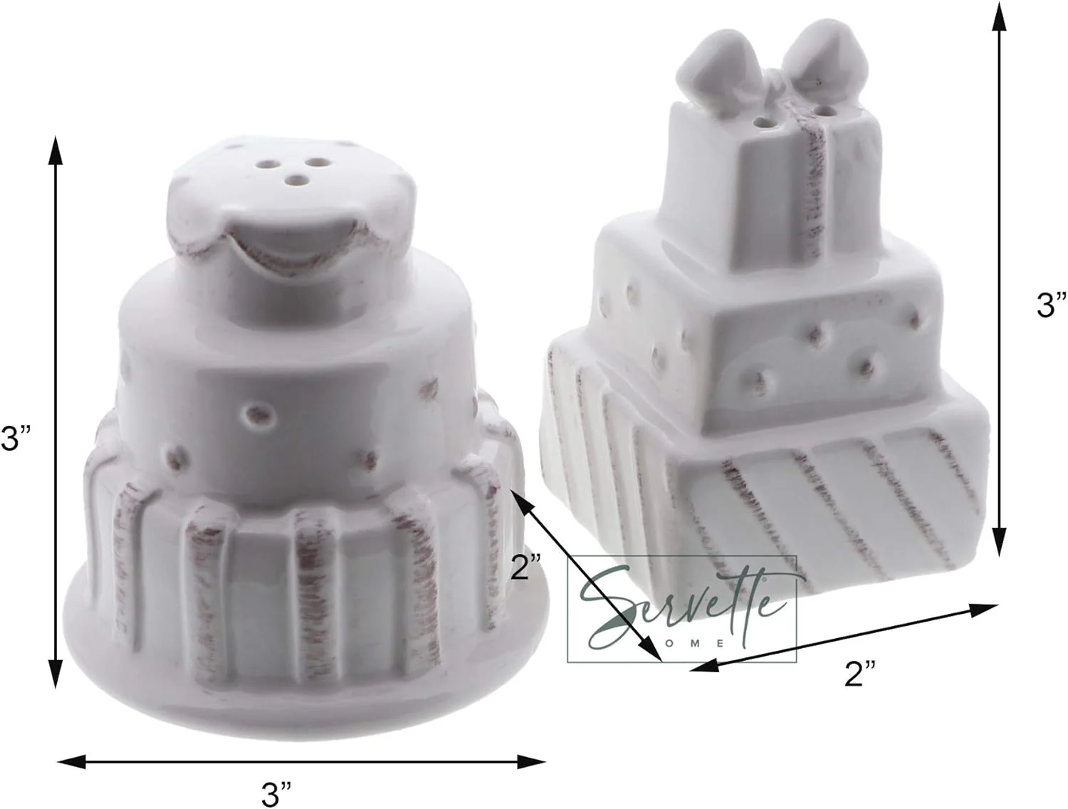 Elegant Ceramic Wedding Cake Salt & Pepper Shaker Set - Image 3