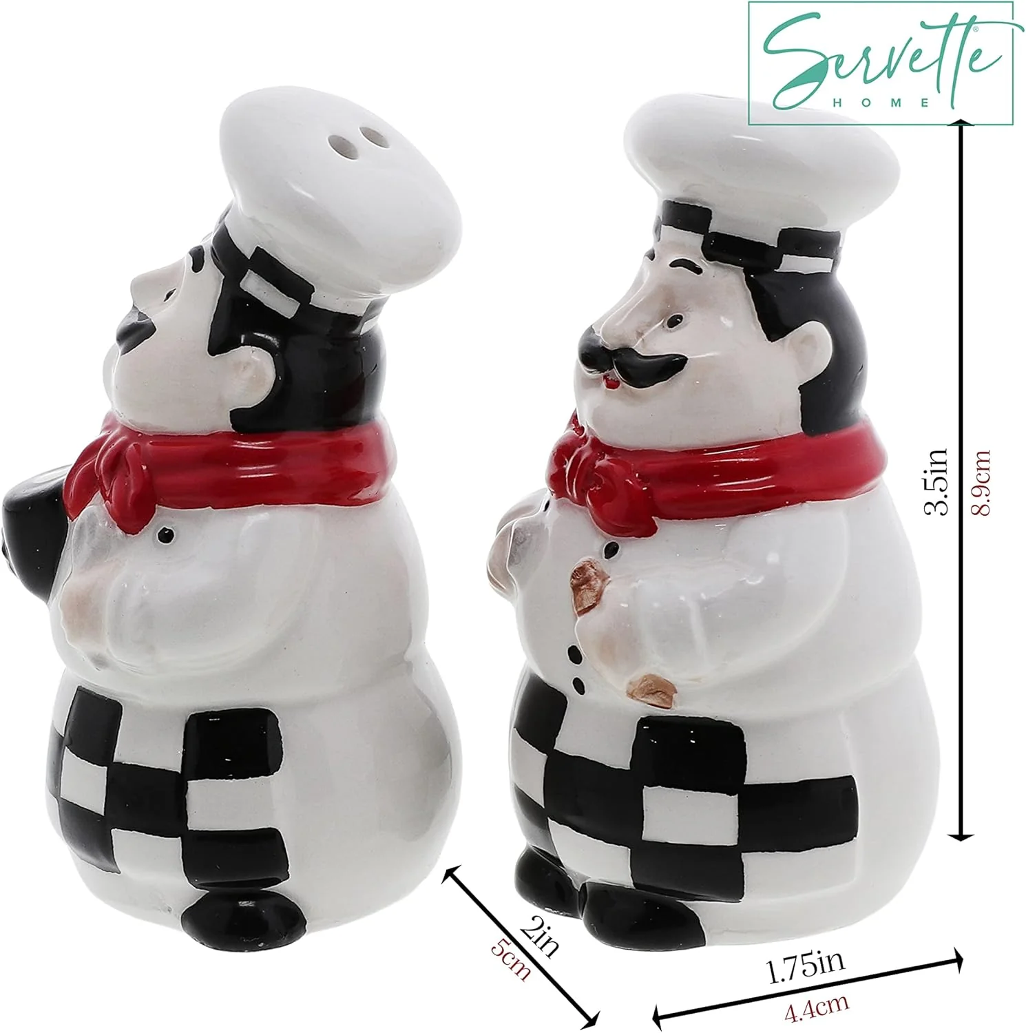 Fat Chef Ceramic Salt & Pepper Shakers - Image 3