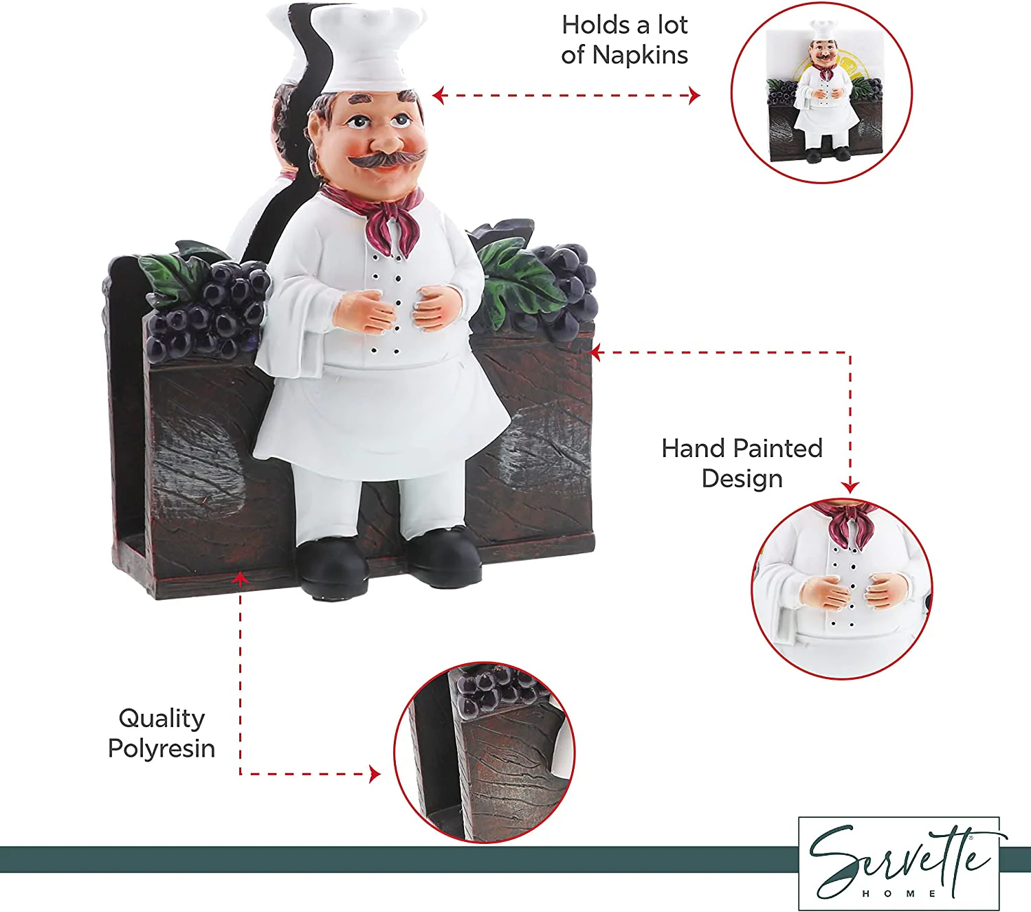Fat Chef Figurine Standing Napkin Holder - Image 4