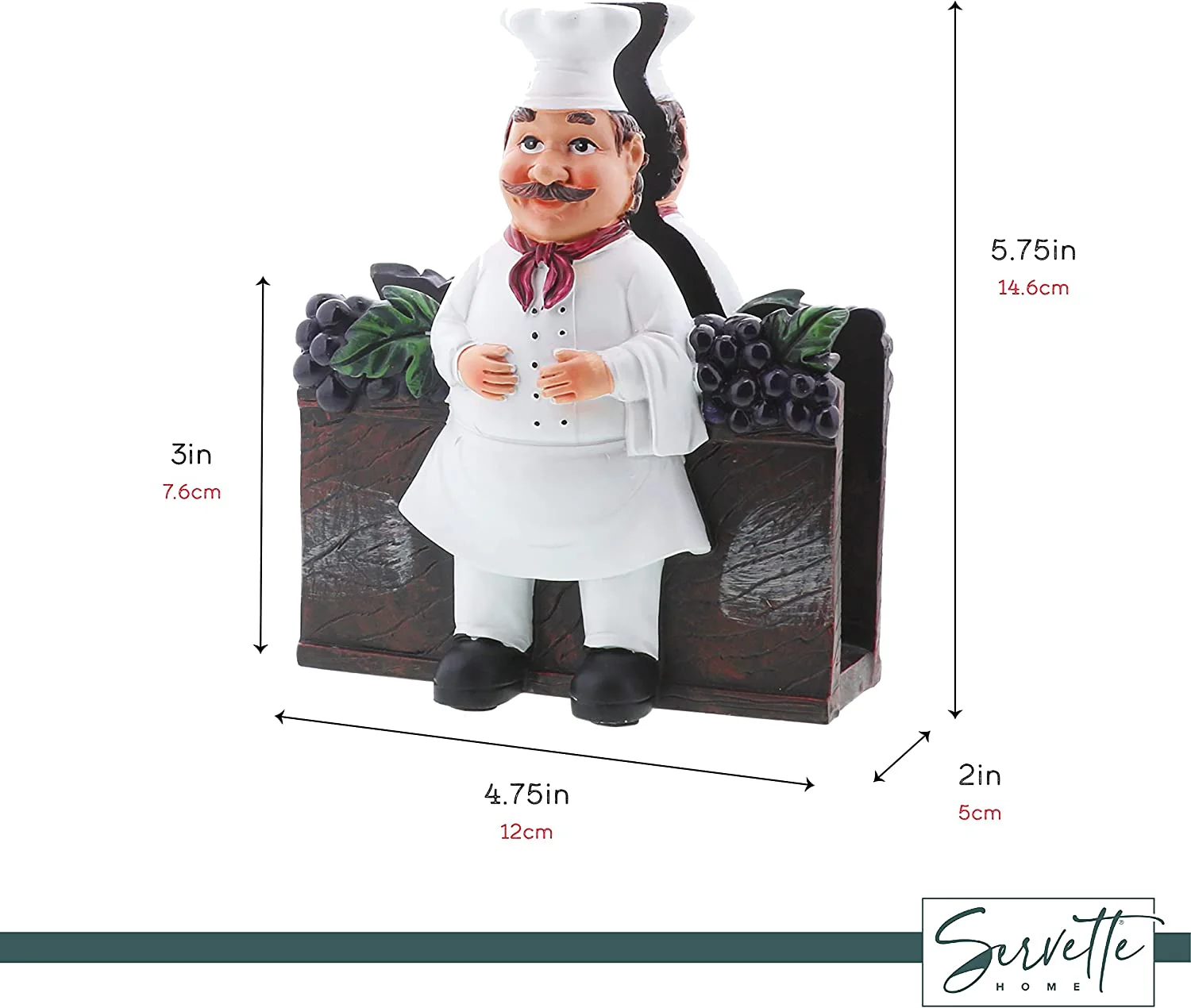 Fat Chef Figurine Standing Napkin Holder - Image 5