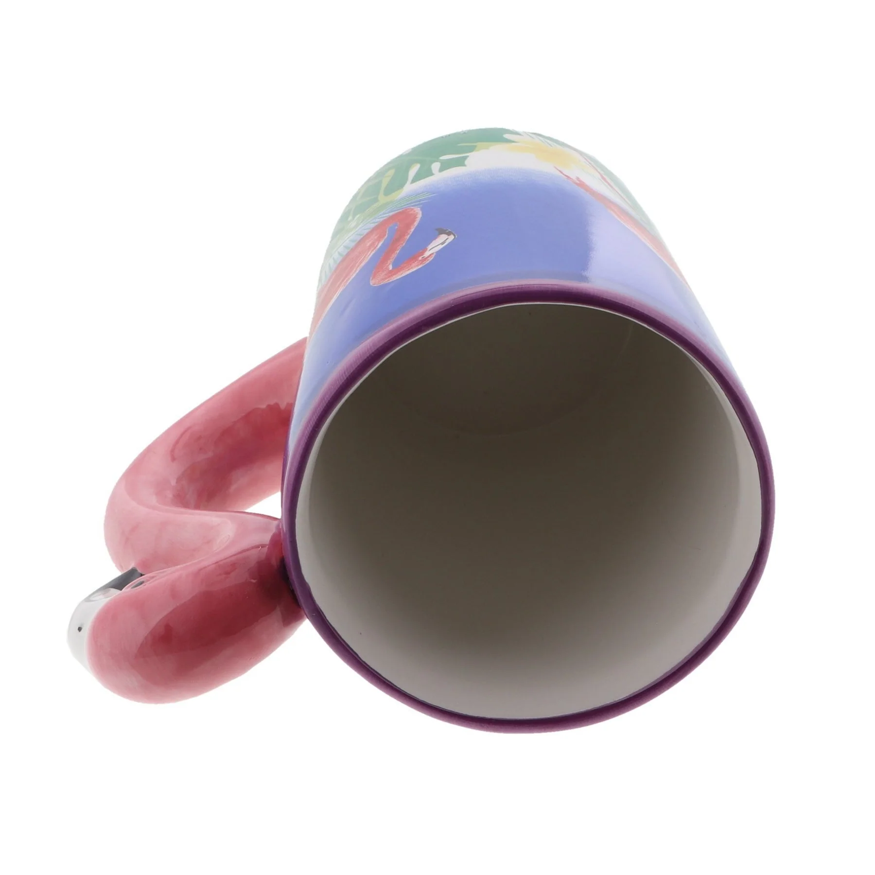 Blue Ceramic Mug with Pink Flamingo Handle - Image 3