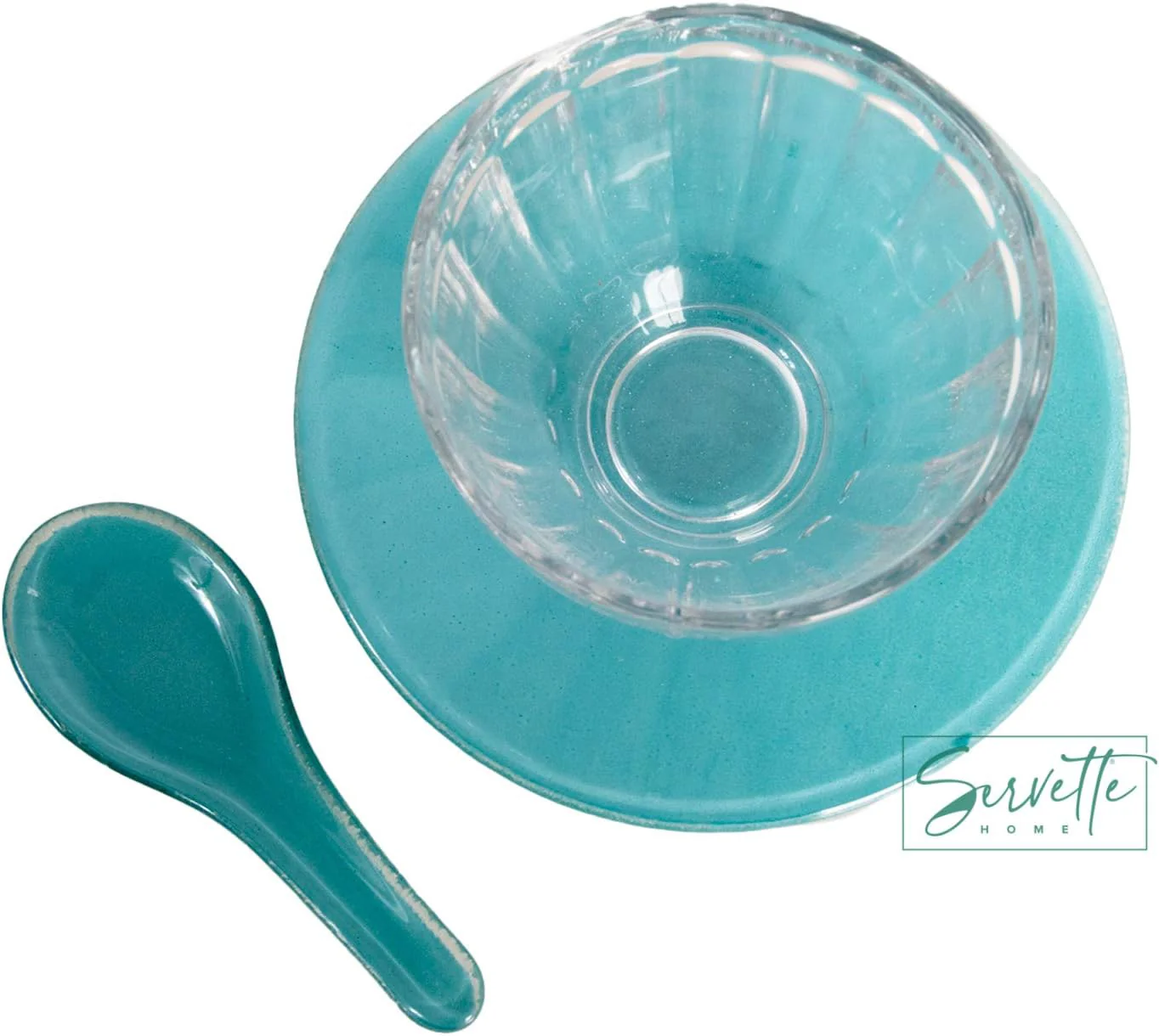 Blue Glass Ice Cream Bowl - Image 4