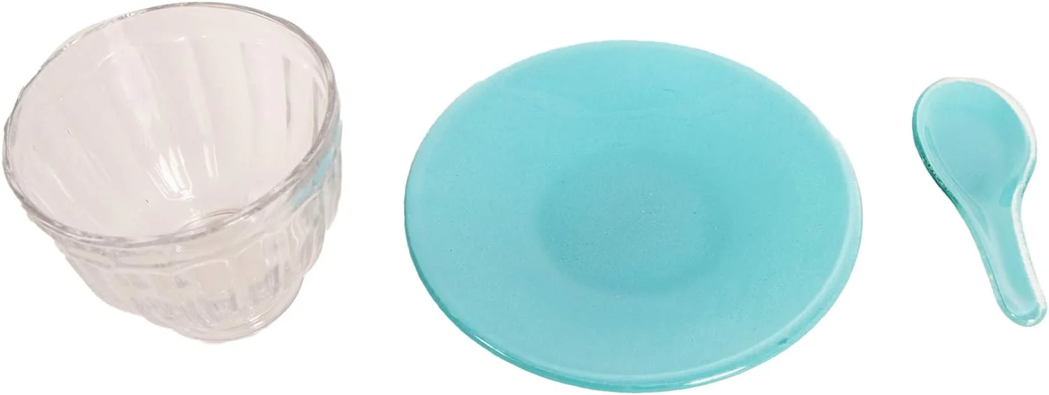 Blue Glass Ice Cream Bowl - Image 5