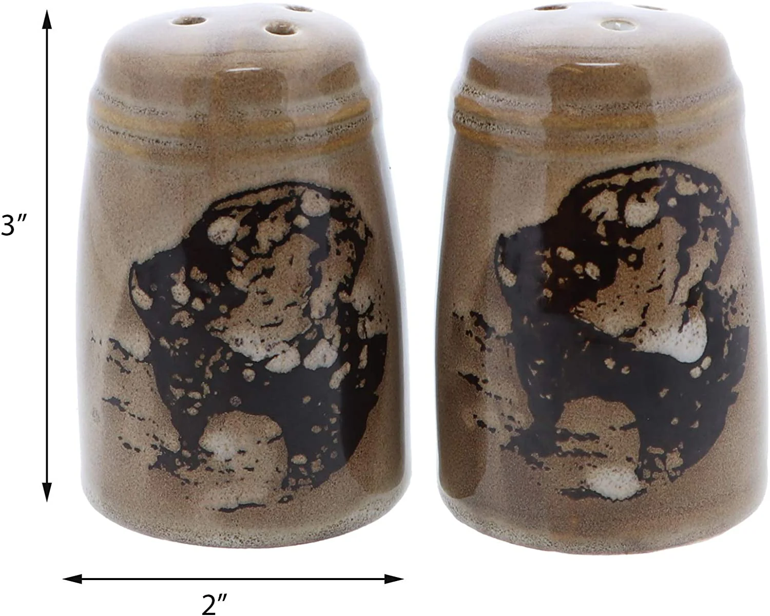Glazed Pottery Buffalo Design Salt & Pepper Shakers - Image 4