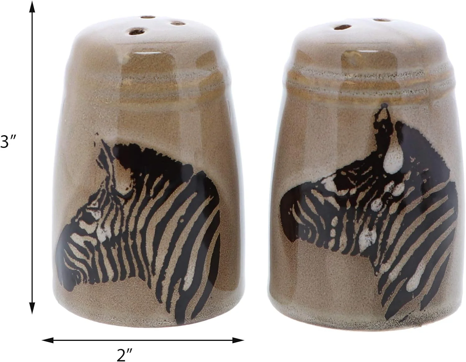 Glazed Pottery Zebra Design Salt & Pepper Shakers - Image 4