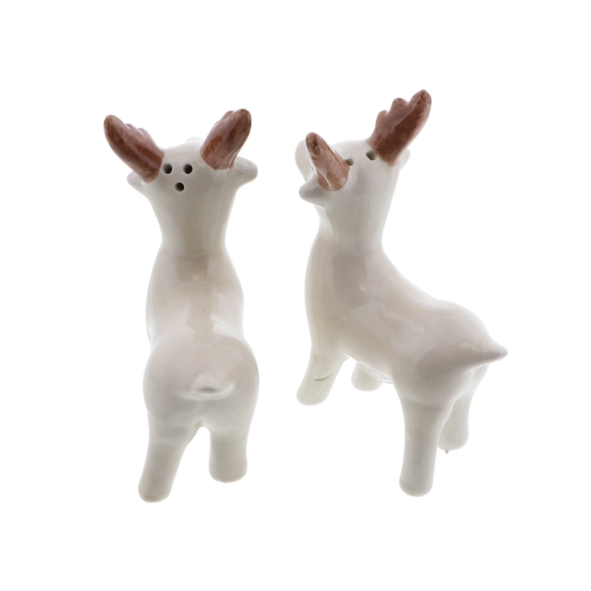 Holiday White Reindeer Ceramic Salt & Pepper Shaker Set - Image 4