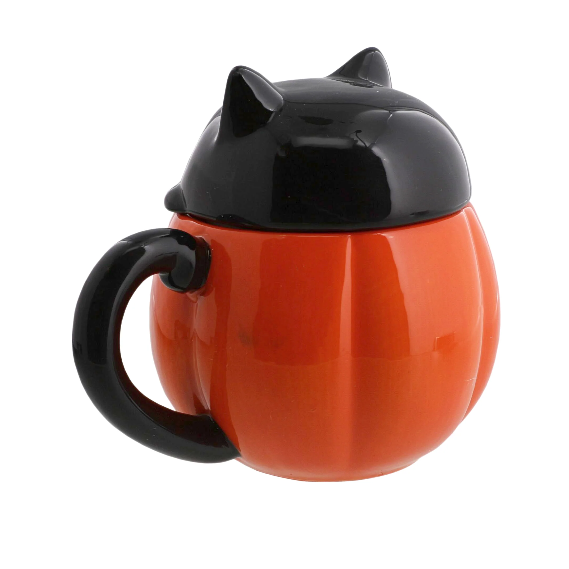 Halloween Mug with Lid - Orange Jack o' Lantern Pumpkin & Black Cat - Image 6