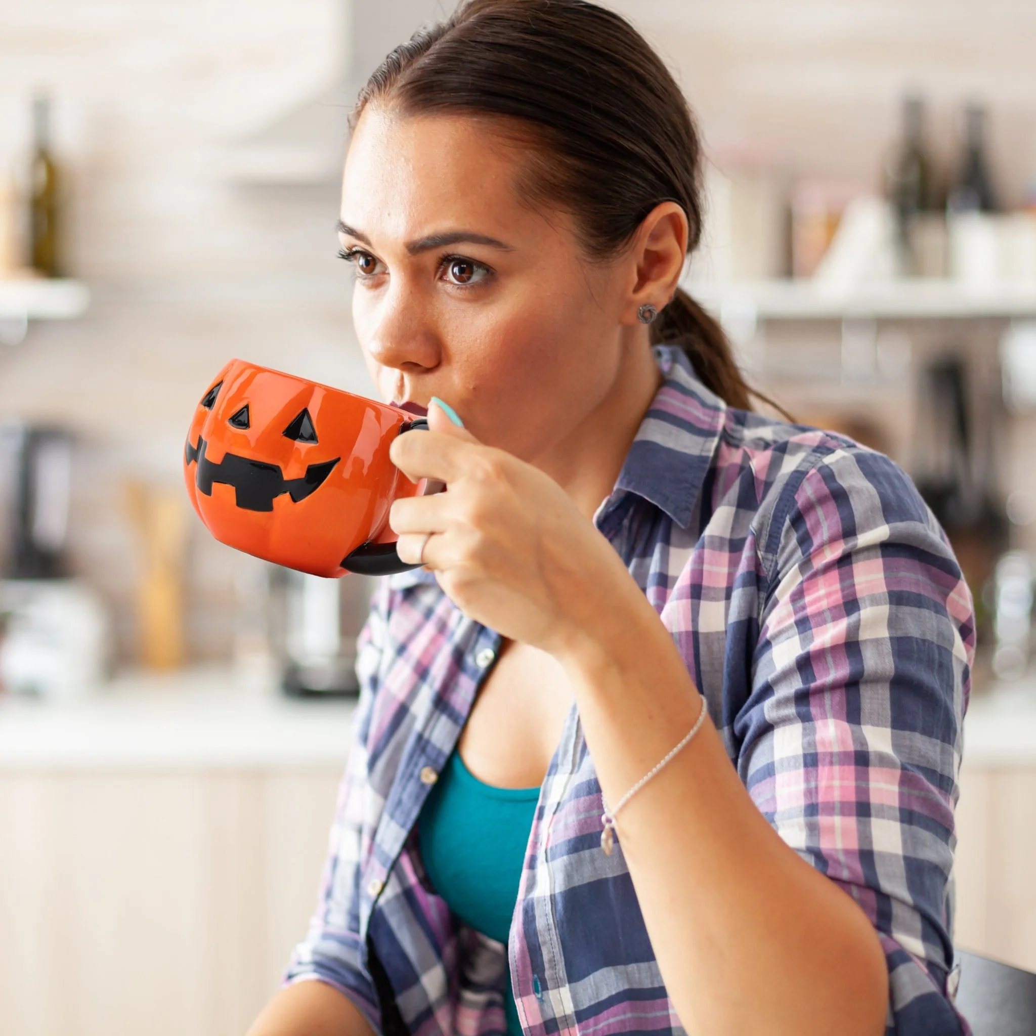 Halloween Mug with Lid - Orange Jack o' Lantern Pumpkin & Black Cat - Image 7