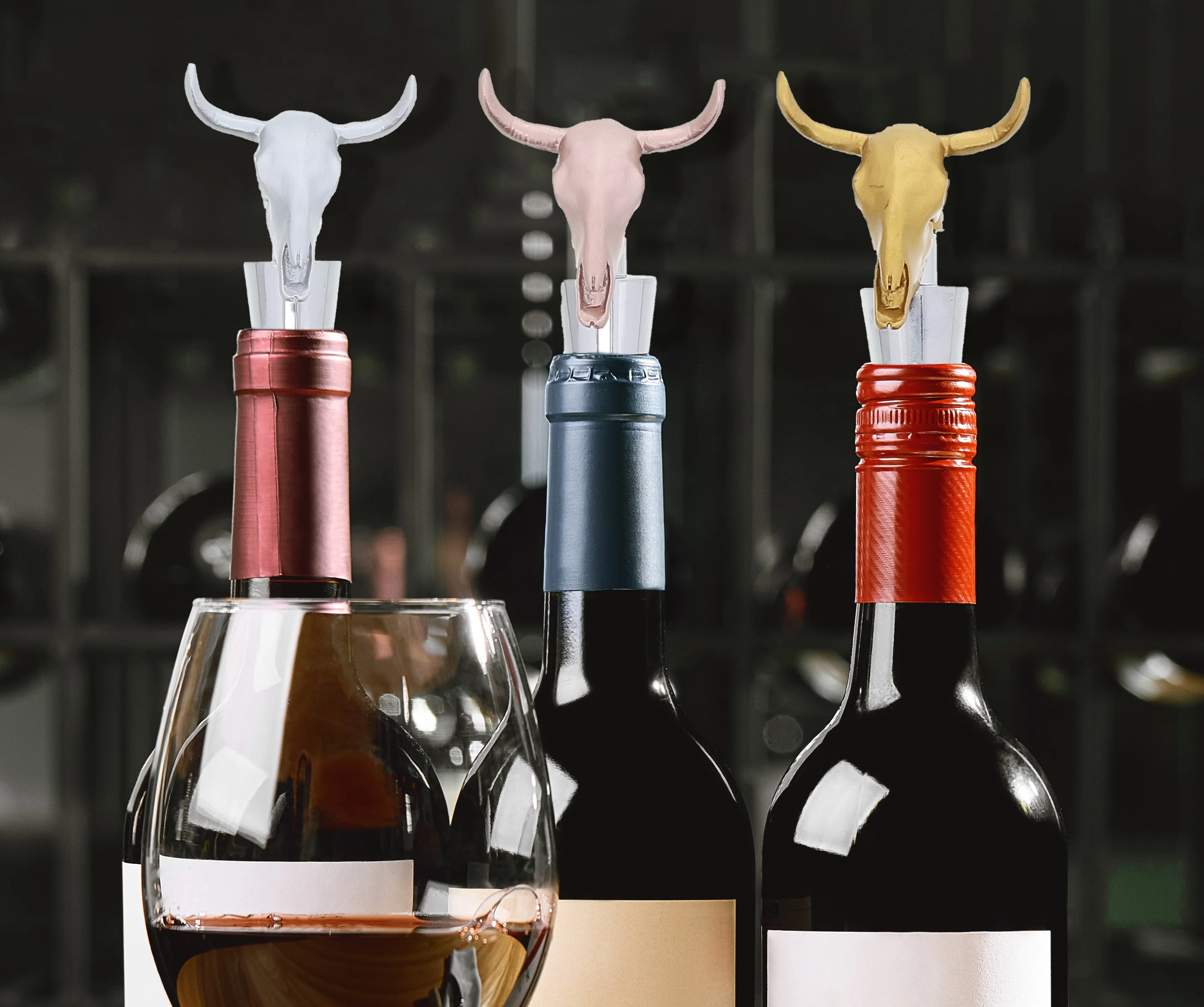 Copper Longhorn Skull Modern Wine Stopper - Image 3