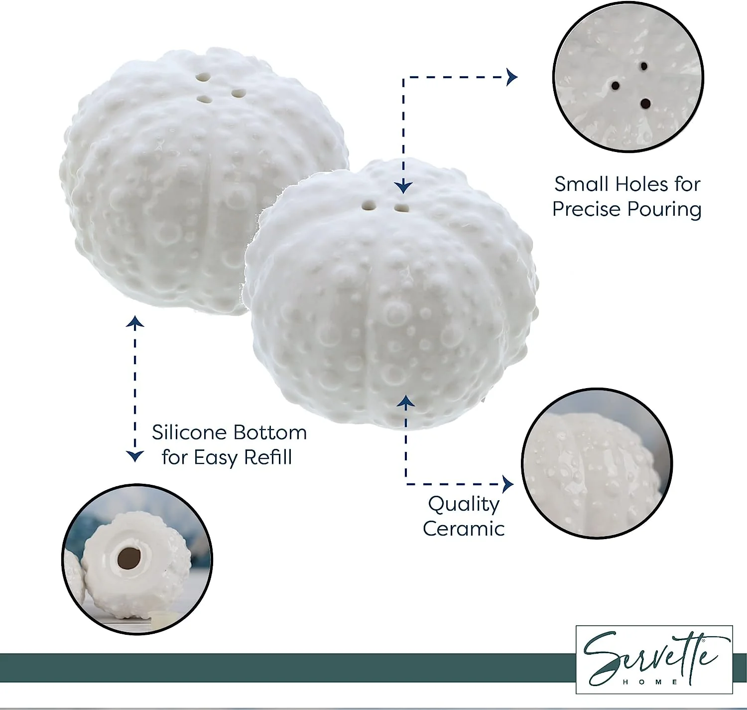 Novelty Maritime Urchin Ceramic Salt & Pepper Shakers - Image 5