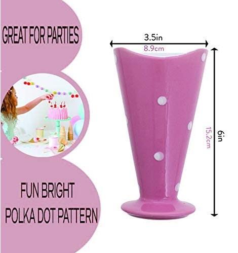Colored Polka Dot Ceramic Sundae Ice Cream Cups Gift Set - Image 3