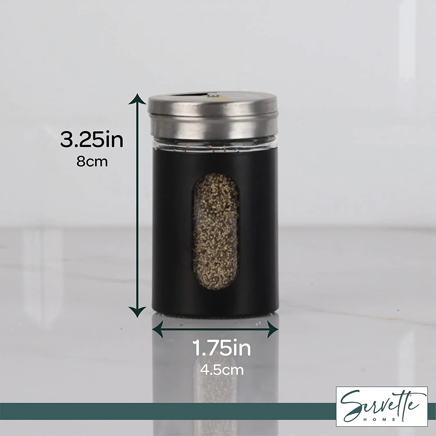 Black Retro Salt & Pepper Glass Jar Shakers - Image 6