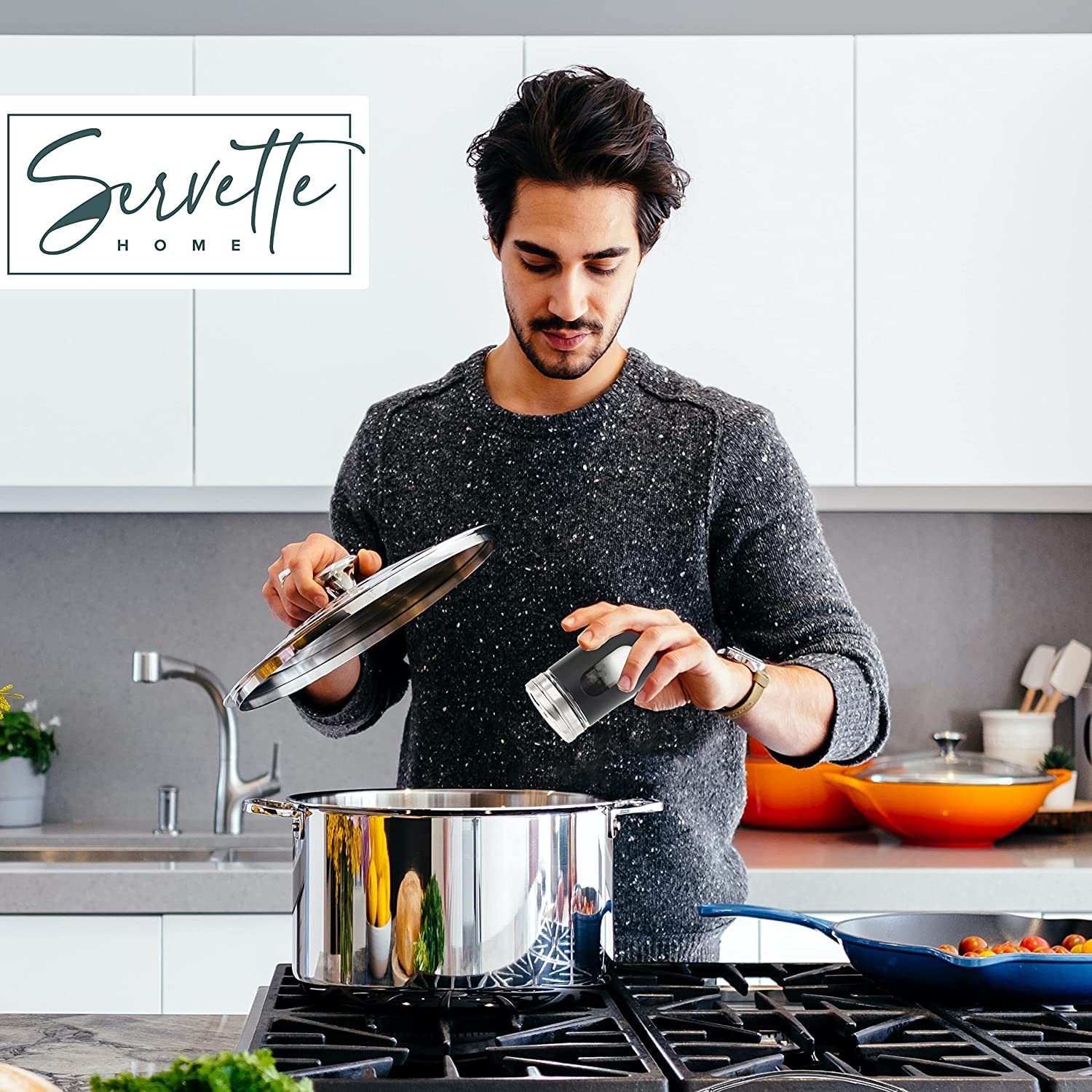 Black Retro Salt & Pepper Glass Jar Single Shaker - Image 3