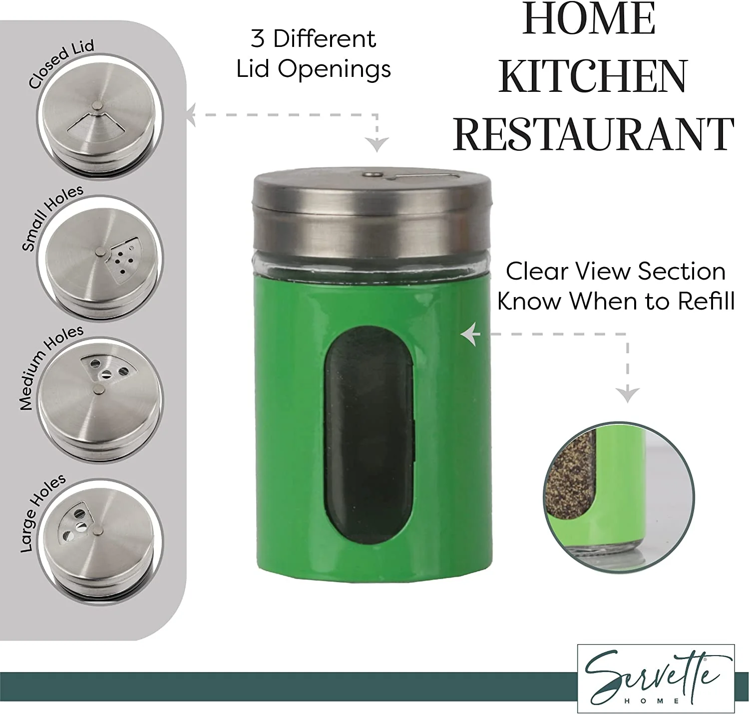 Green Retro Salt & Pepper Glass Jar Single Shaker - Image 5