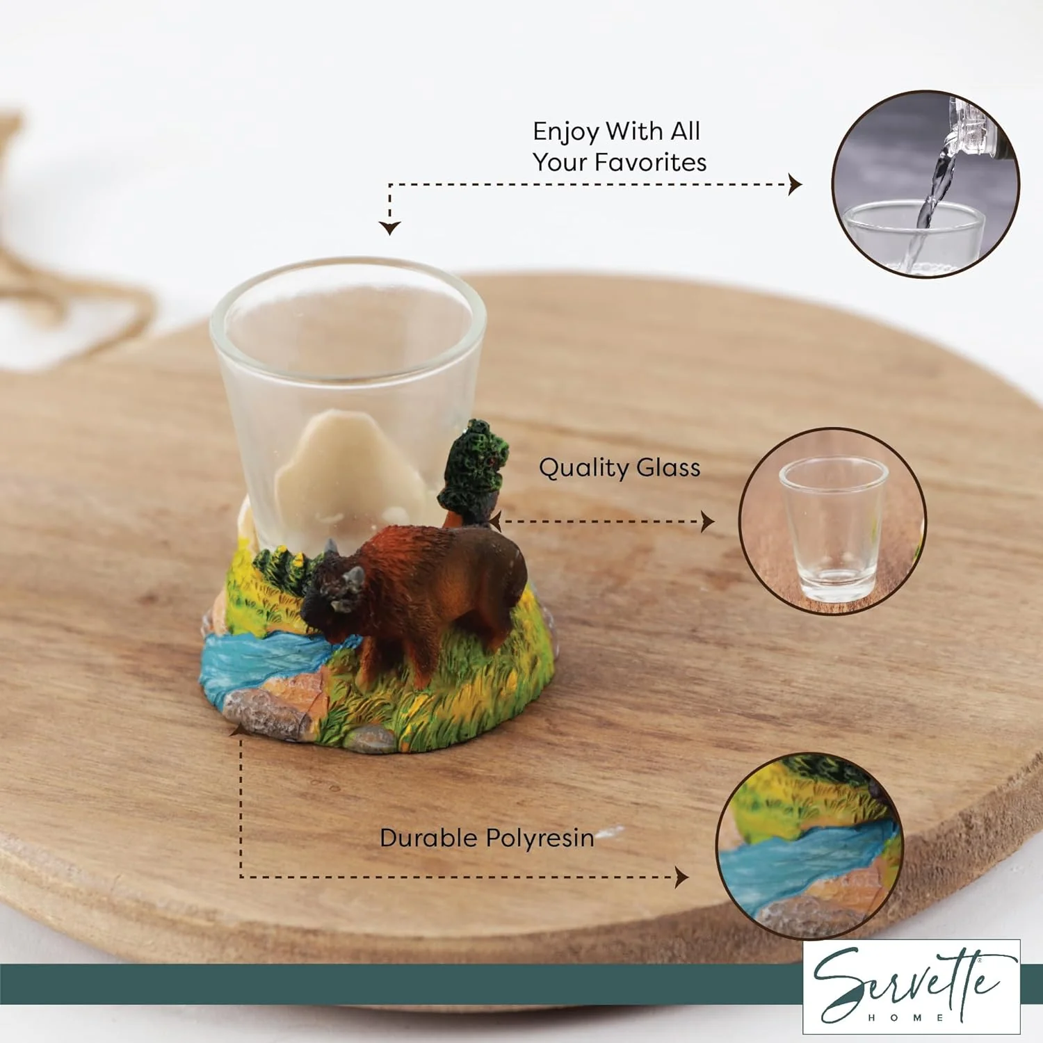 Shot Glass with Buffalo Base - Set of 3 - Image 5