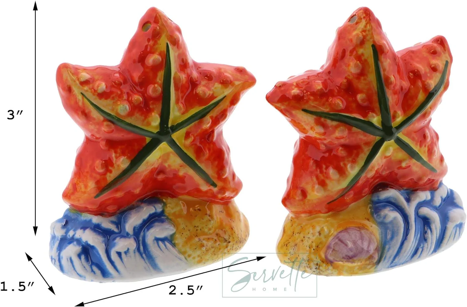 Vibrant Starfish Ceramic Salt & Pepper Shakers - Image 4